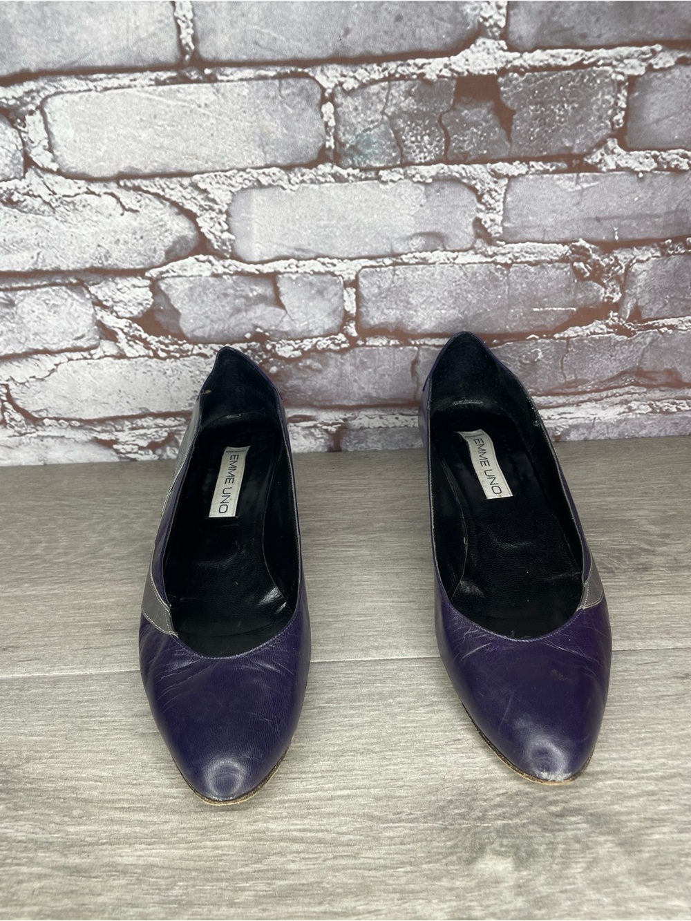 Emme Uno Deep Purple Pointed Toe Silver Wedge Pumps Shoes Women sz 9B US/39.5EU